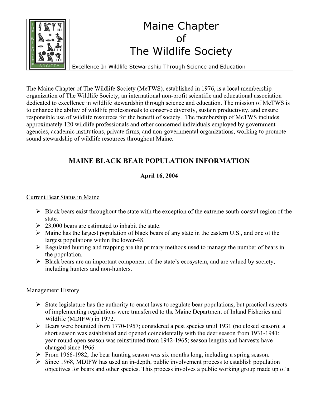 Black Bear Information Sheet