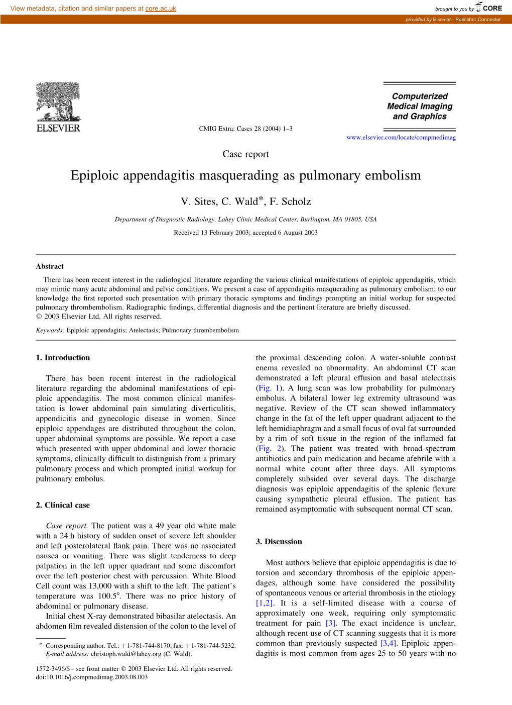 Epiploic Appendagitis Masquerading As Pulmonary Embolism