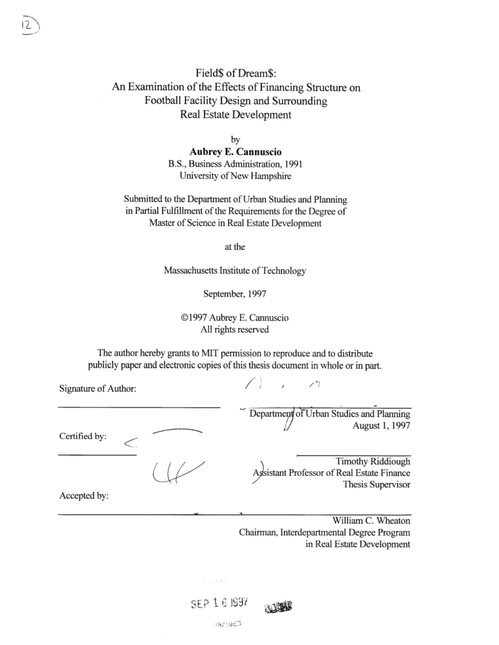 An Examination of the Effects of Financing Structure on Football Facility Design and Surrounding Real Estate Development