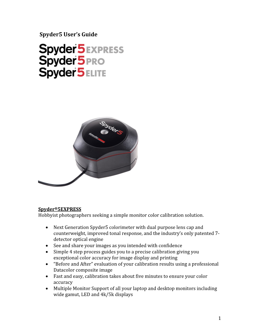 Spyder5 User's Guide