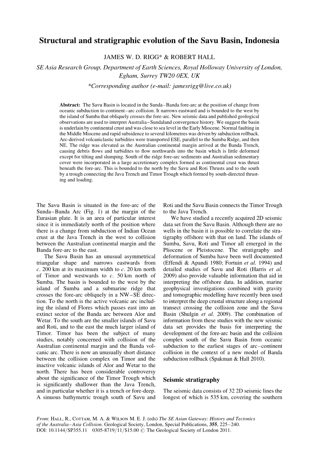 Structural and Stratigraphic Evolution of the Savu Basin, Indonesia