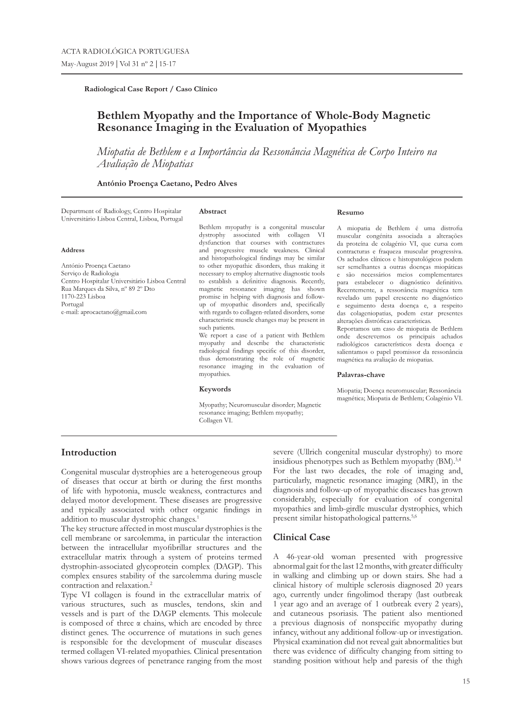 Bethlem Myopathy and the Importance of Whole-Body Magnetic