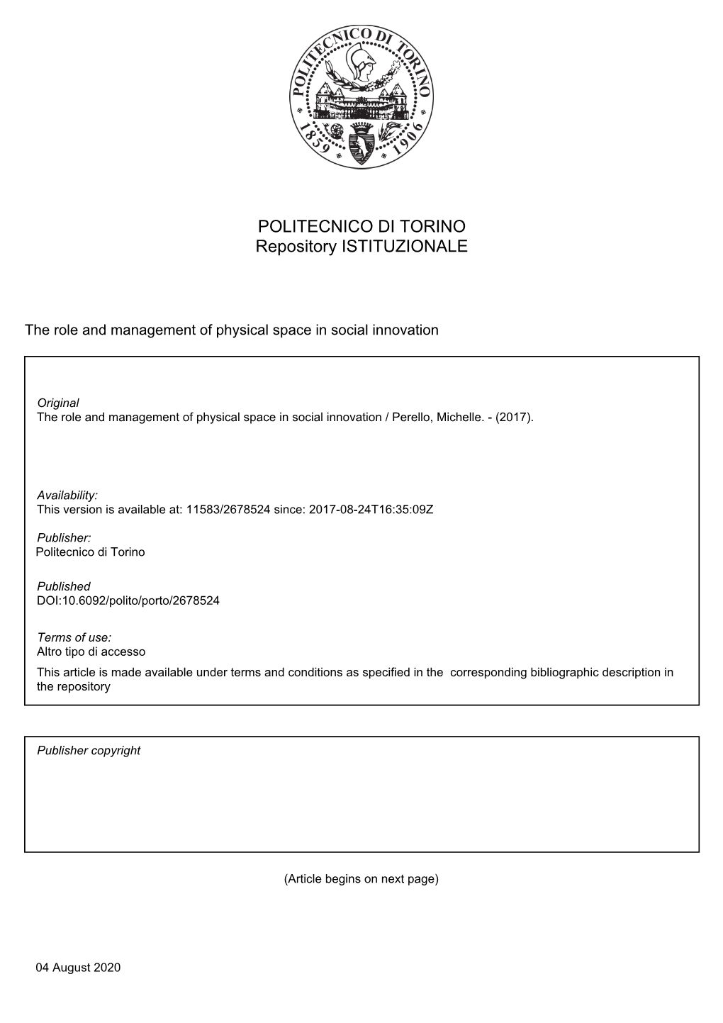 POLITECNICO DI TORINO Repository ISTITUZIONALE