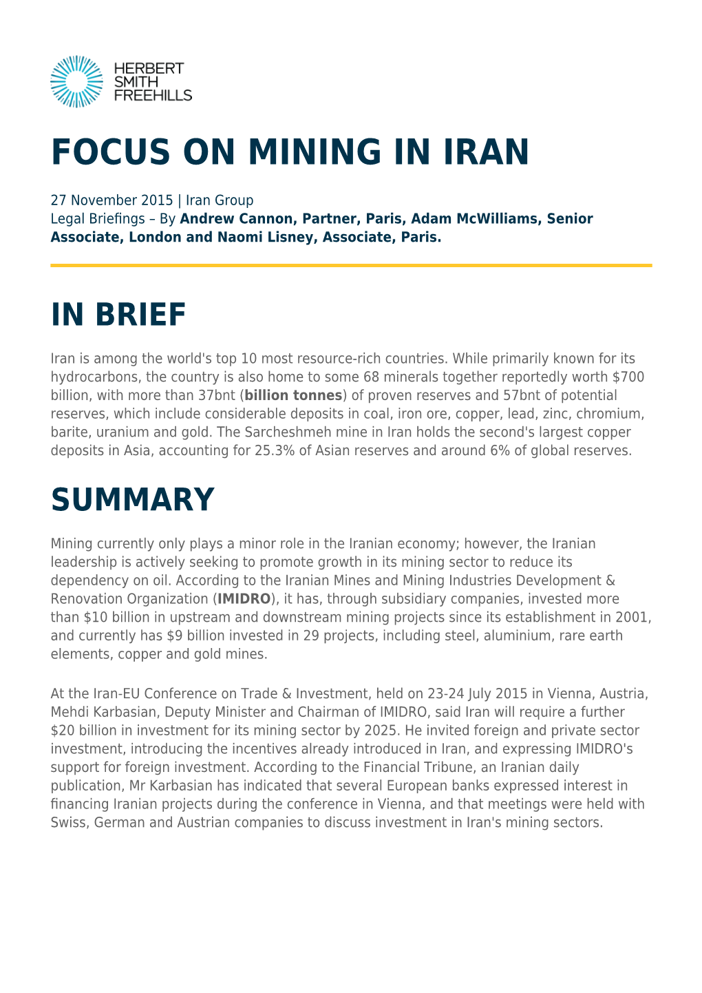 Focus on Mining in Iran