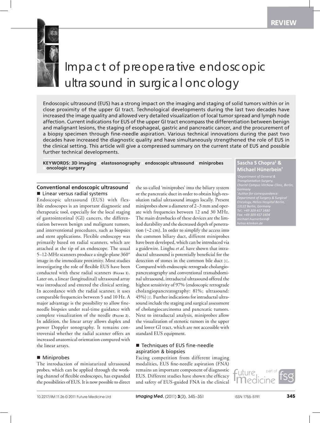 Impact of Preoperative Endoscopic Ultrasound in Surgical Oncology