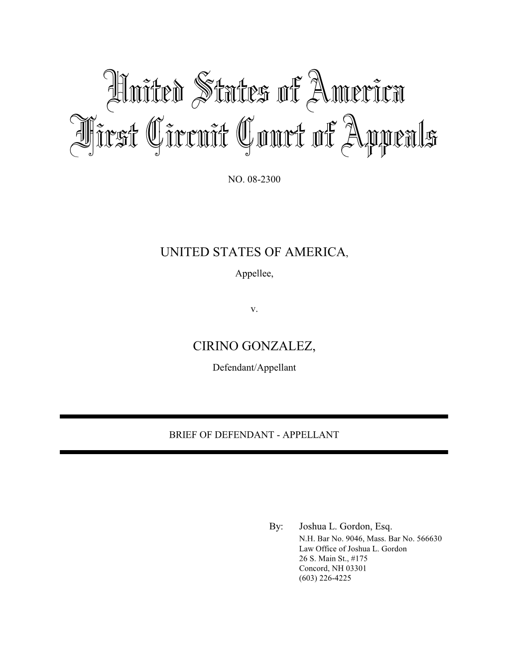 United States of America First Circuit Court of Appeals