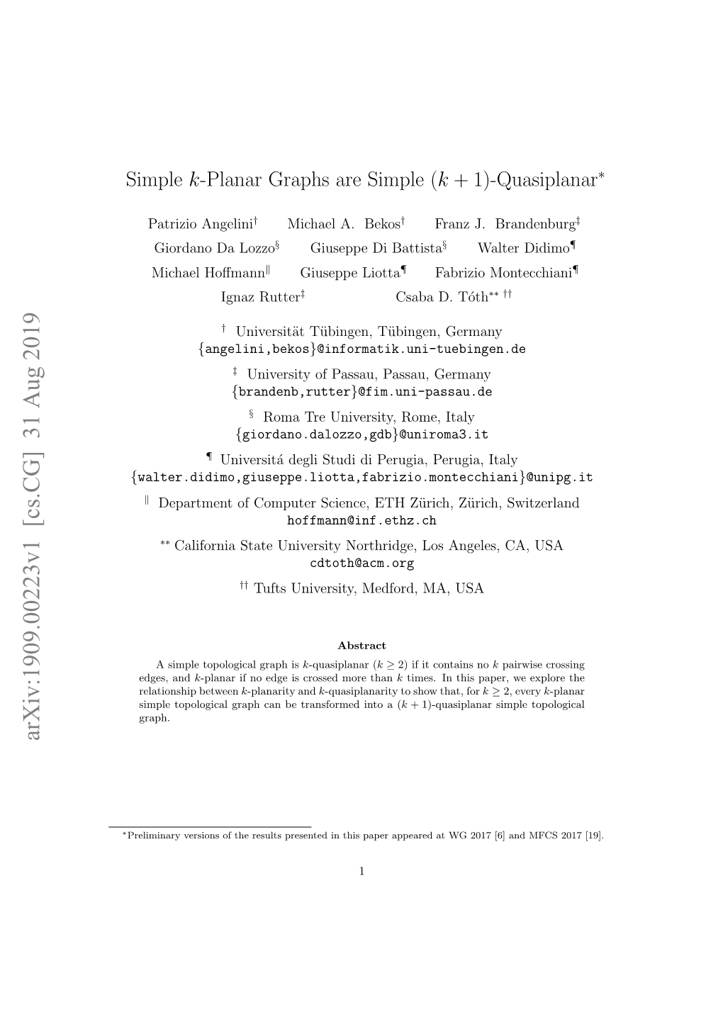 Arxiv:1909.00223V1 [Cs.CG] 31 Aug 2019