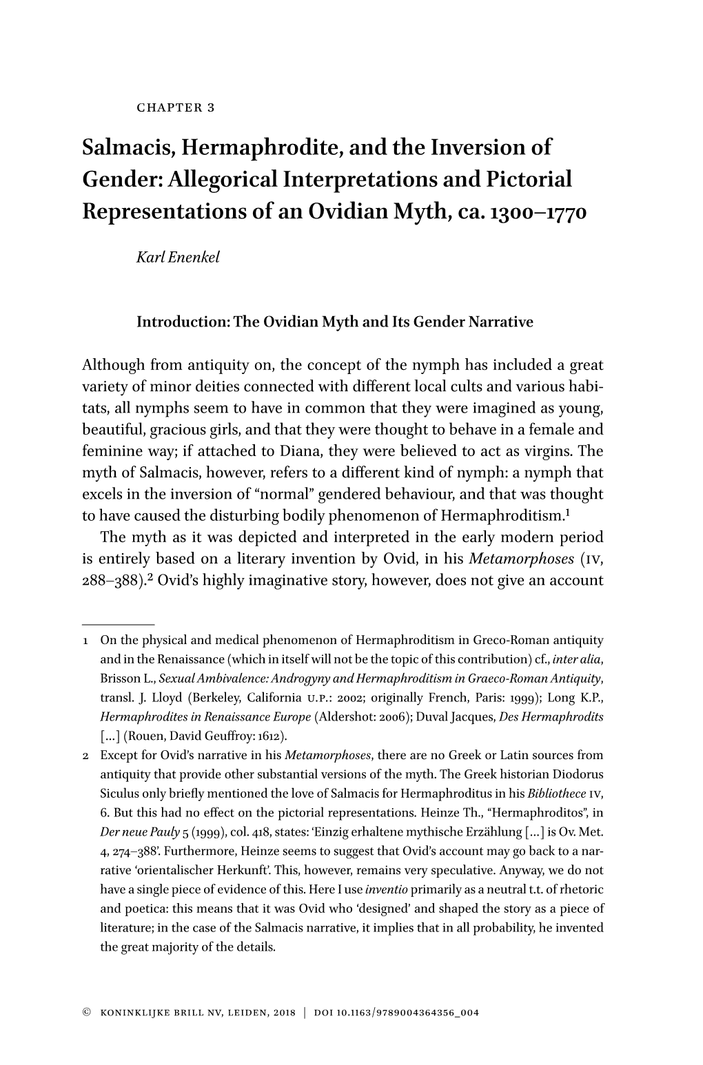Salmacis, Hermaphrodite, and the Inversion of Gender: Allegorical Interpretations and Pictorial Representations of an Ovidian Myth, Ca