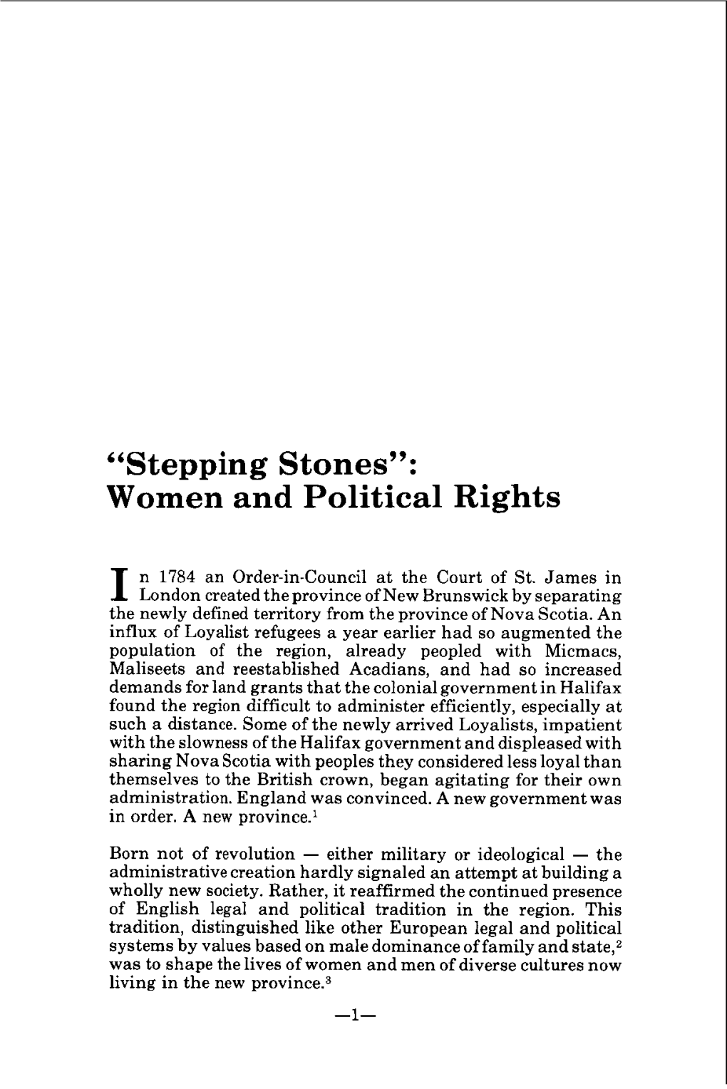 Stepping Stones": Women and Political Rights