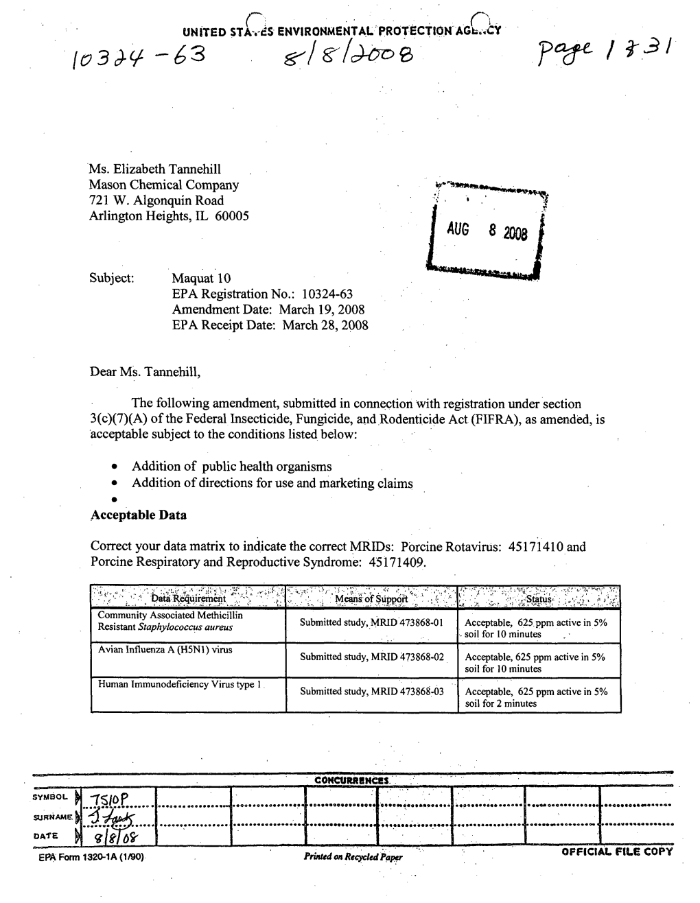 U.S. EPA, Pesticide Product Label, MAQUAT 10, 08/08/2008