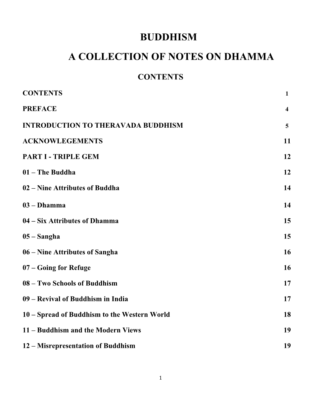 Buddhism a Collection of Notes on Dhamma