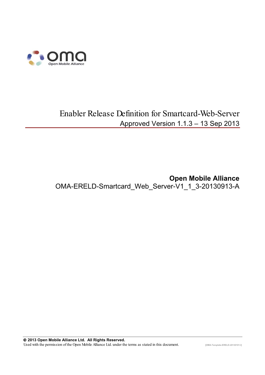 Enabler Release Definition for Smartcard-Web-Server Approved Version 1.1.3 – 13 Sep 2013