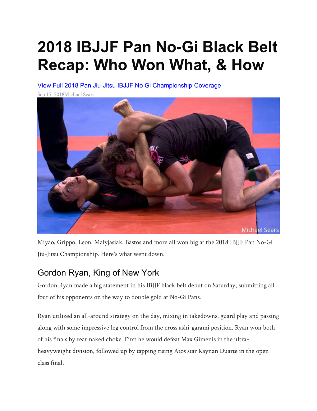 2018 IBJJF Pan No-Gi Black Belt Recap: Who Won What, & How