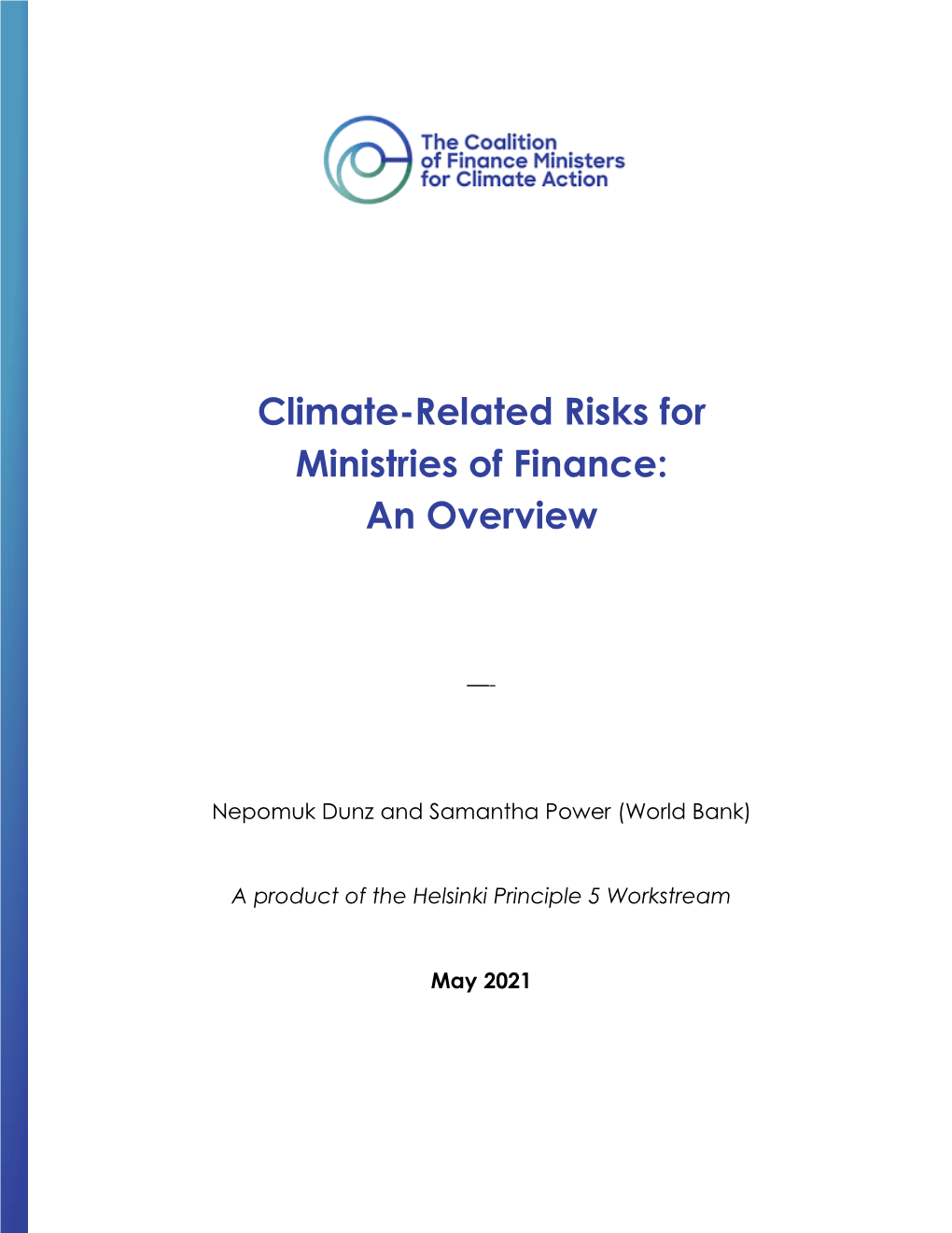 Climate-Related Risks for Ministries of Finance