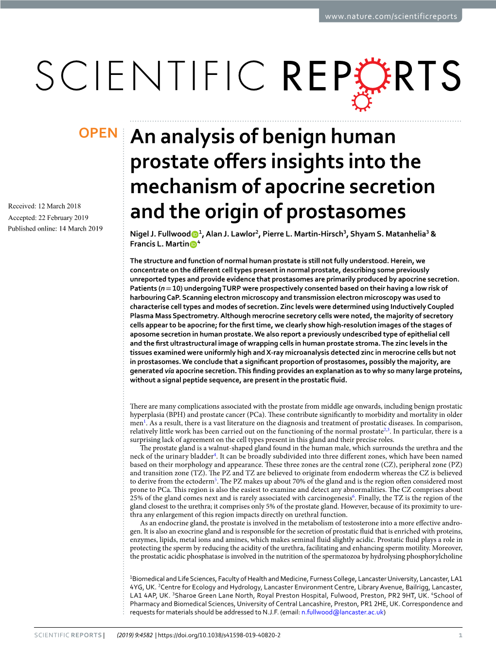 An Analysis of Benign Human Prostate Offers Insights Into the Mechanism