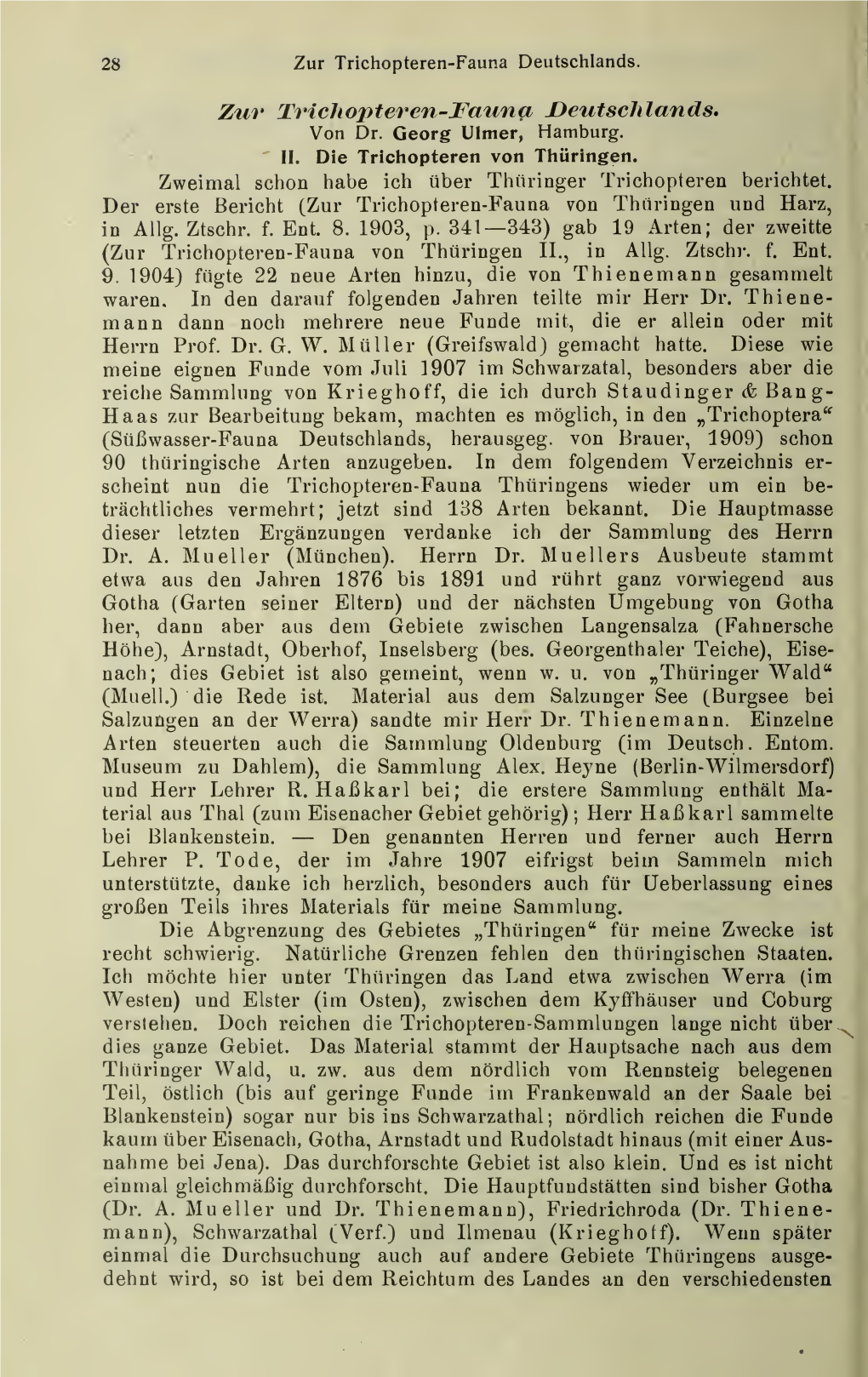 Zur Trichopteren-Fauna Deutschlands. Georg Friedrich Franz