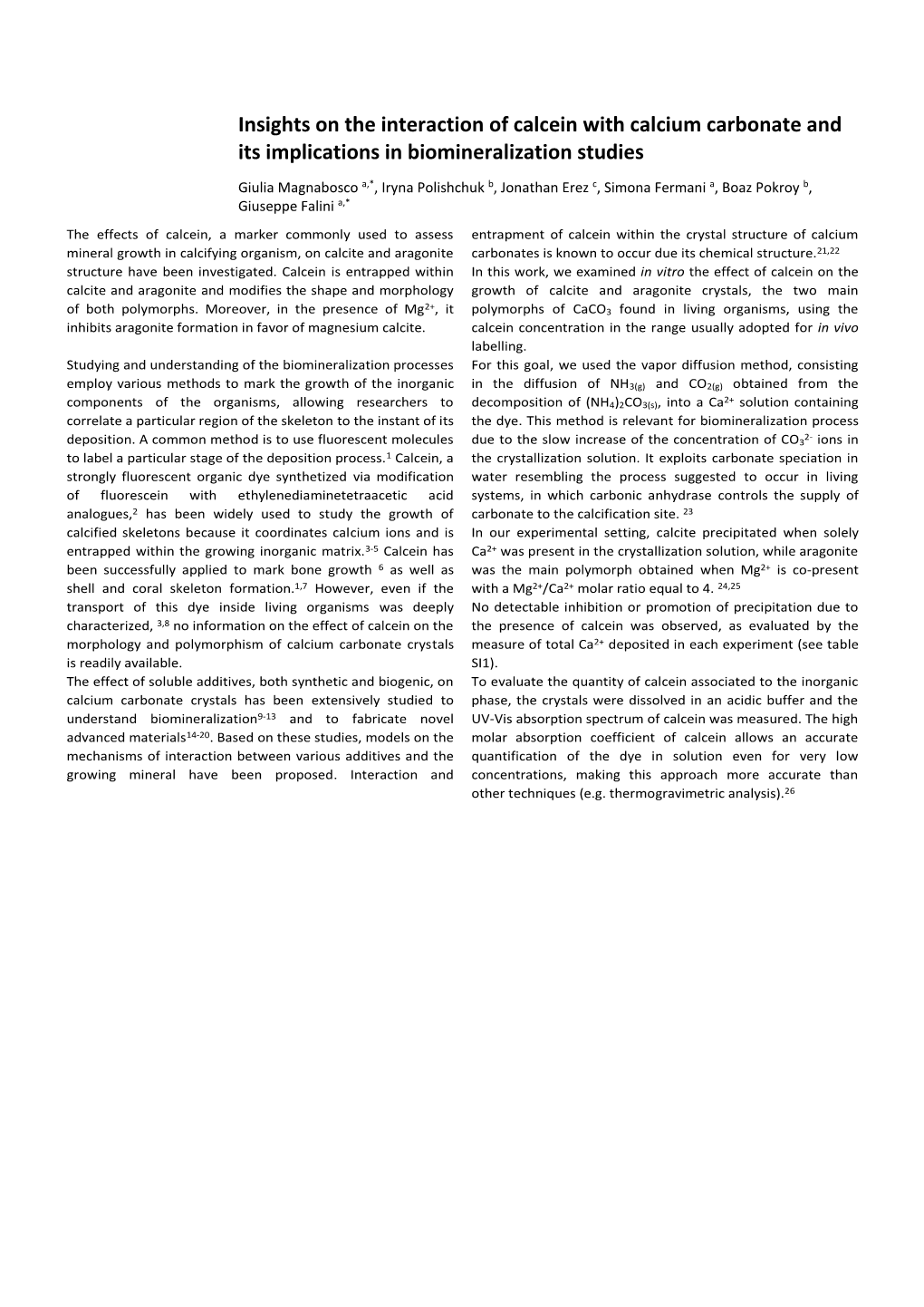 Insights on the Interaction of Calcein with Calcium Carbonate and Its Implications in Biomineralization Studies