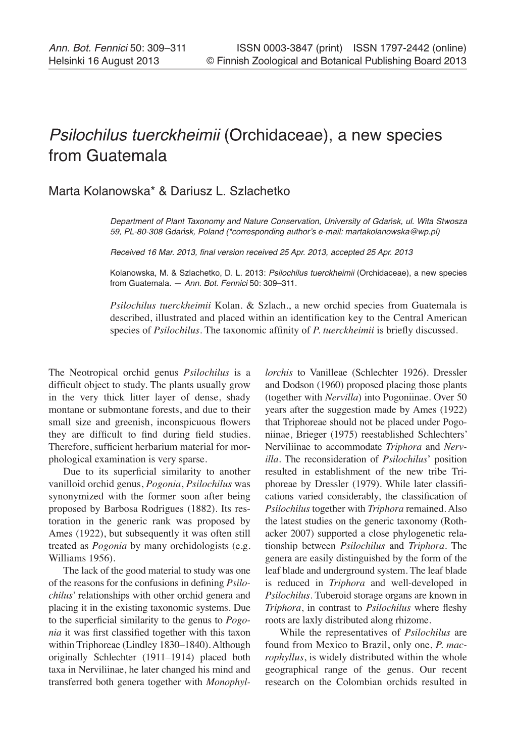 Orchidaceae), a New Species from Guatemala