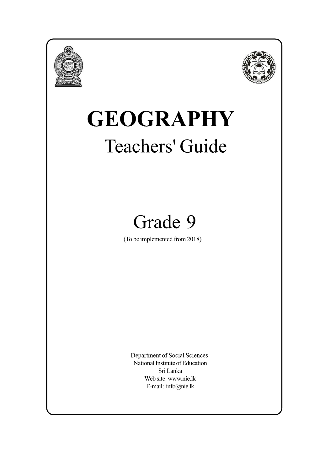 GEOGRAPHY Teachers' Guide
