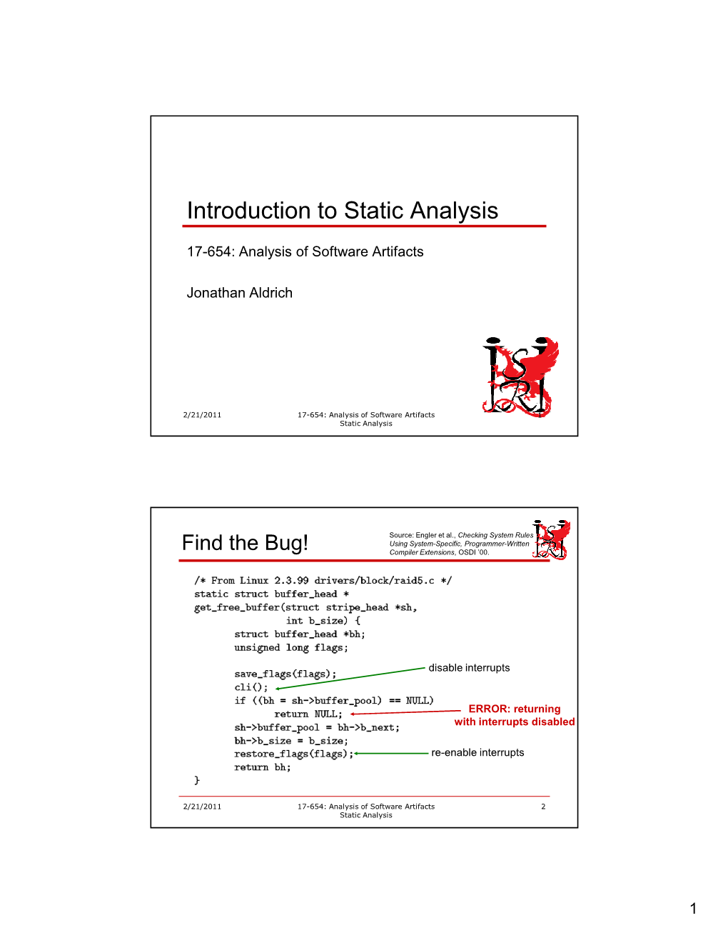 Introduction to Static Analysis