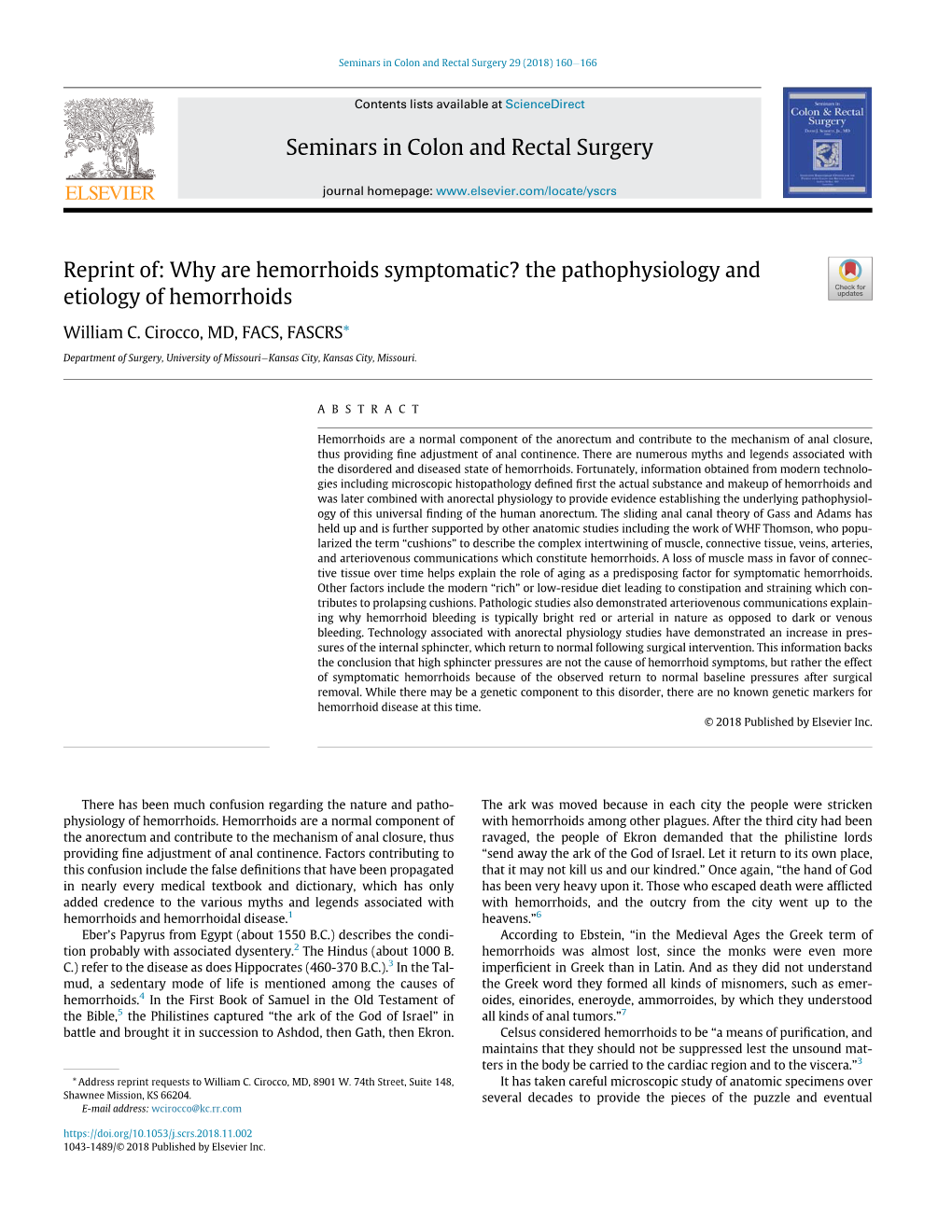 Reprint Of: Why Are Hemorrhoids Symptomatic? the Pathophysiology and Etiology of Hemorrhoids