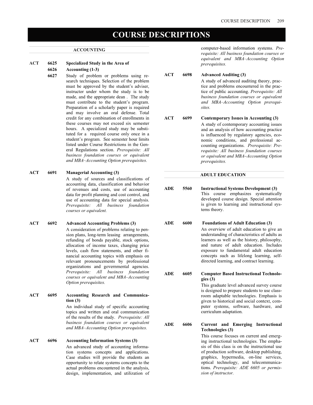 Course Descriptions