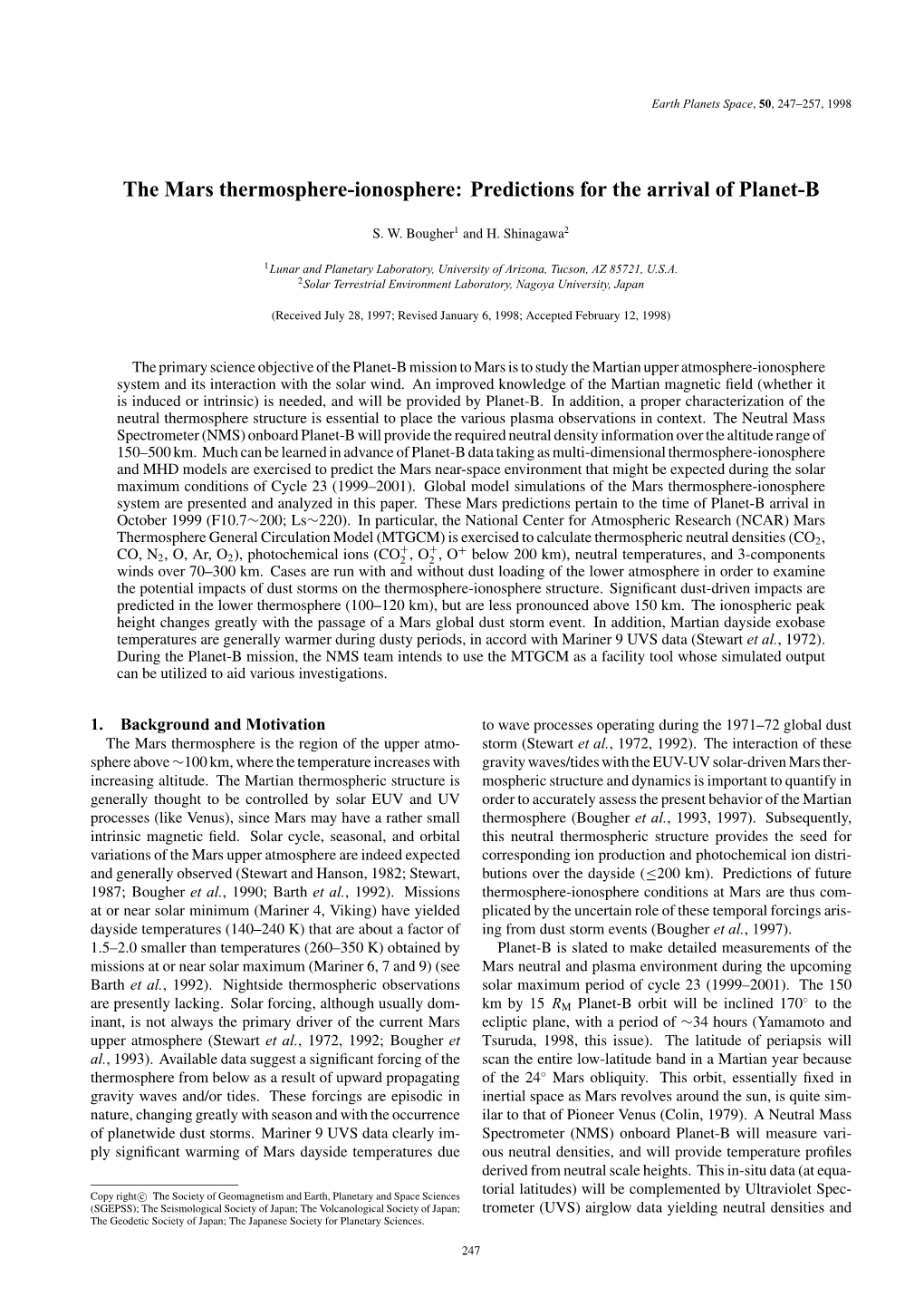 The Mars Thermosphere-Ionosphere: Predictions for the Arrival of Planet-B