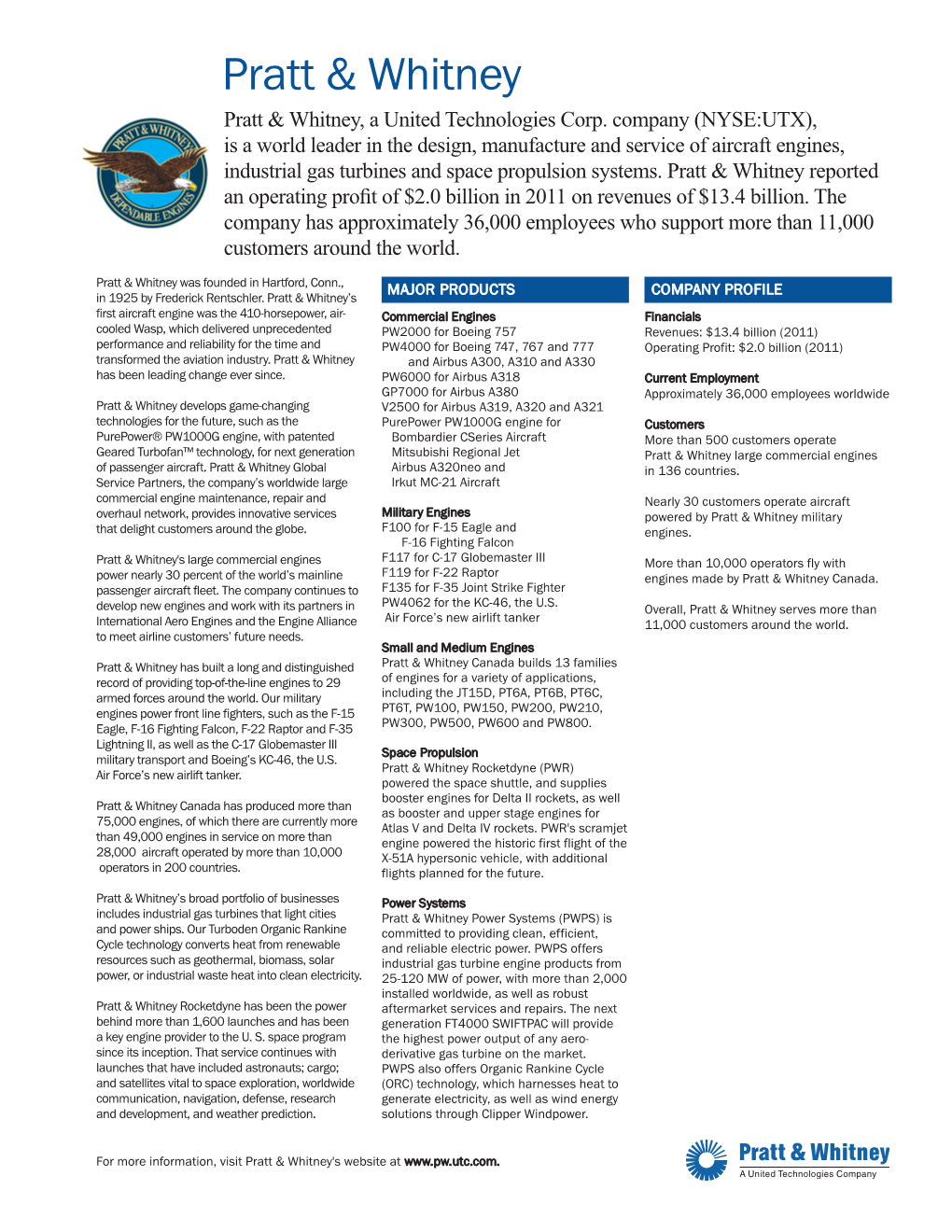 Pratt & Whitney Overview