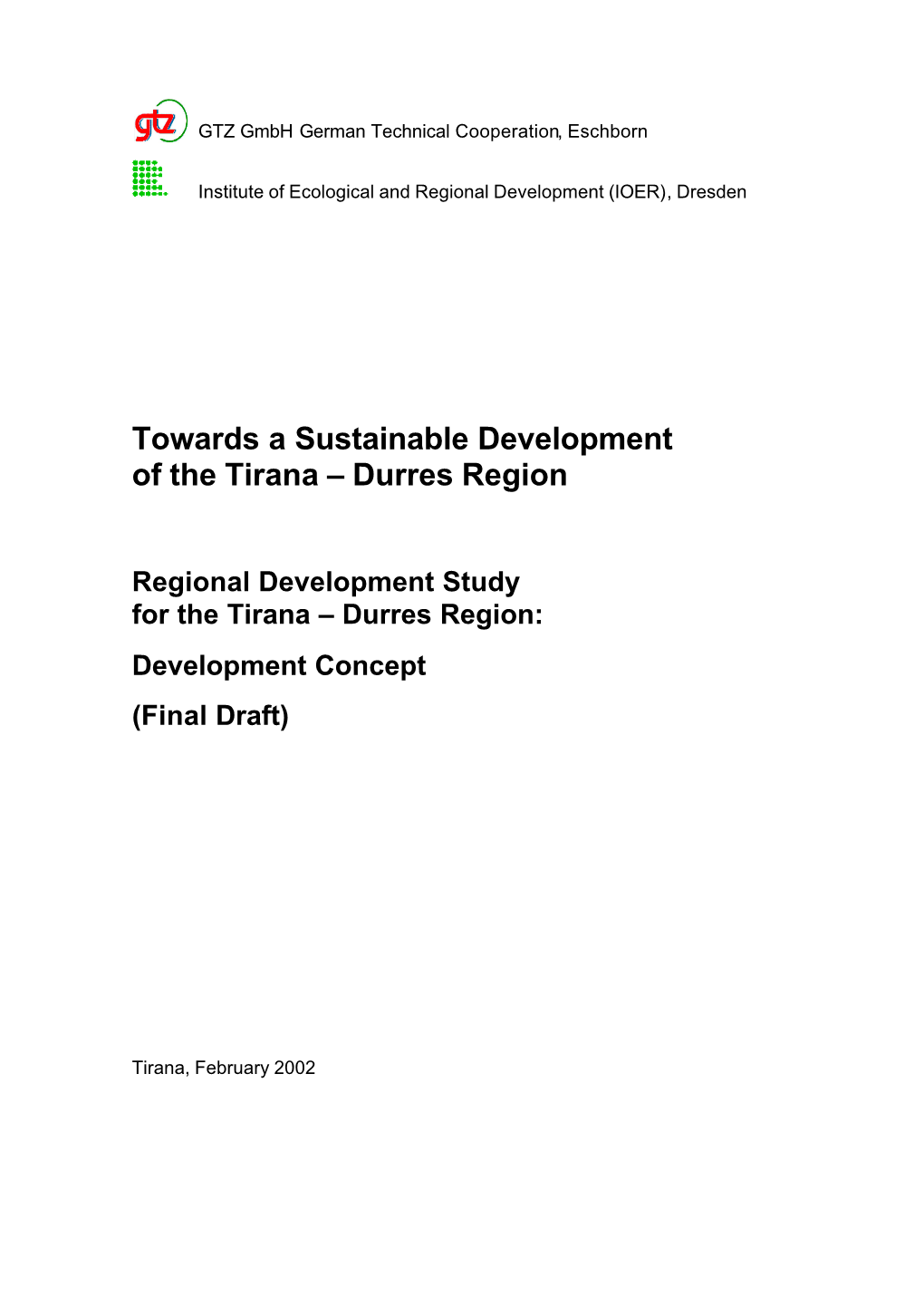 GTZ-Regional Sustainable Development Tirana 2002