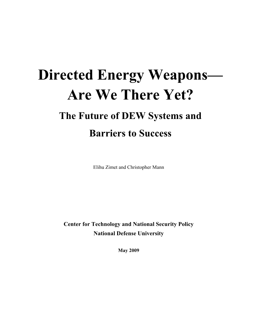 Directed Energy Weapons—