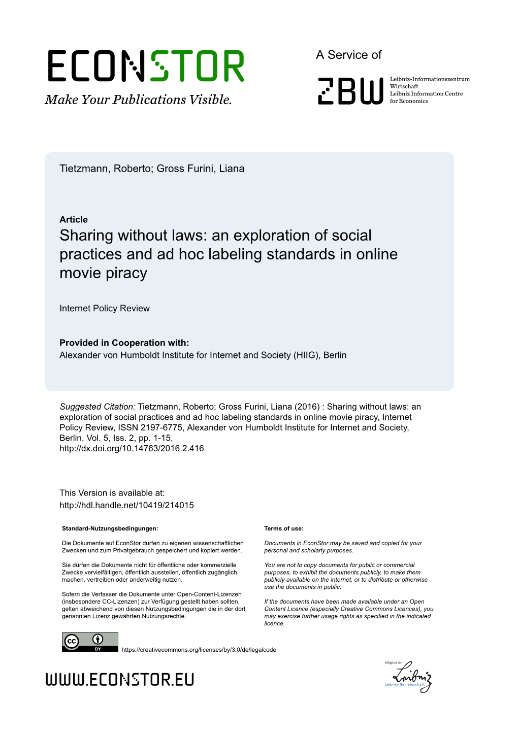 An Exploration of Social Practices and Ad Hoc Labeling Standards in Online Movie Piracy