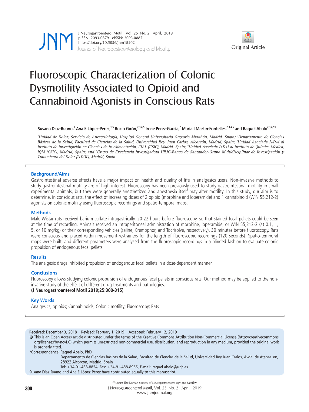 Fluoroscopic Characterization of Colonic Dysmotility Associated to Opioid and Cannabinoid Agonists in Conscious Rats