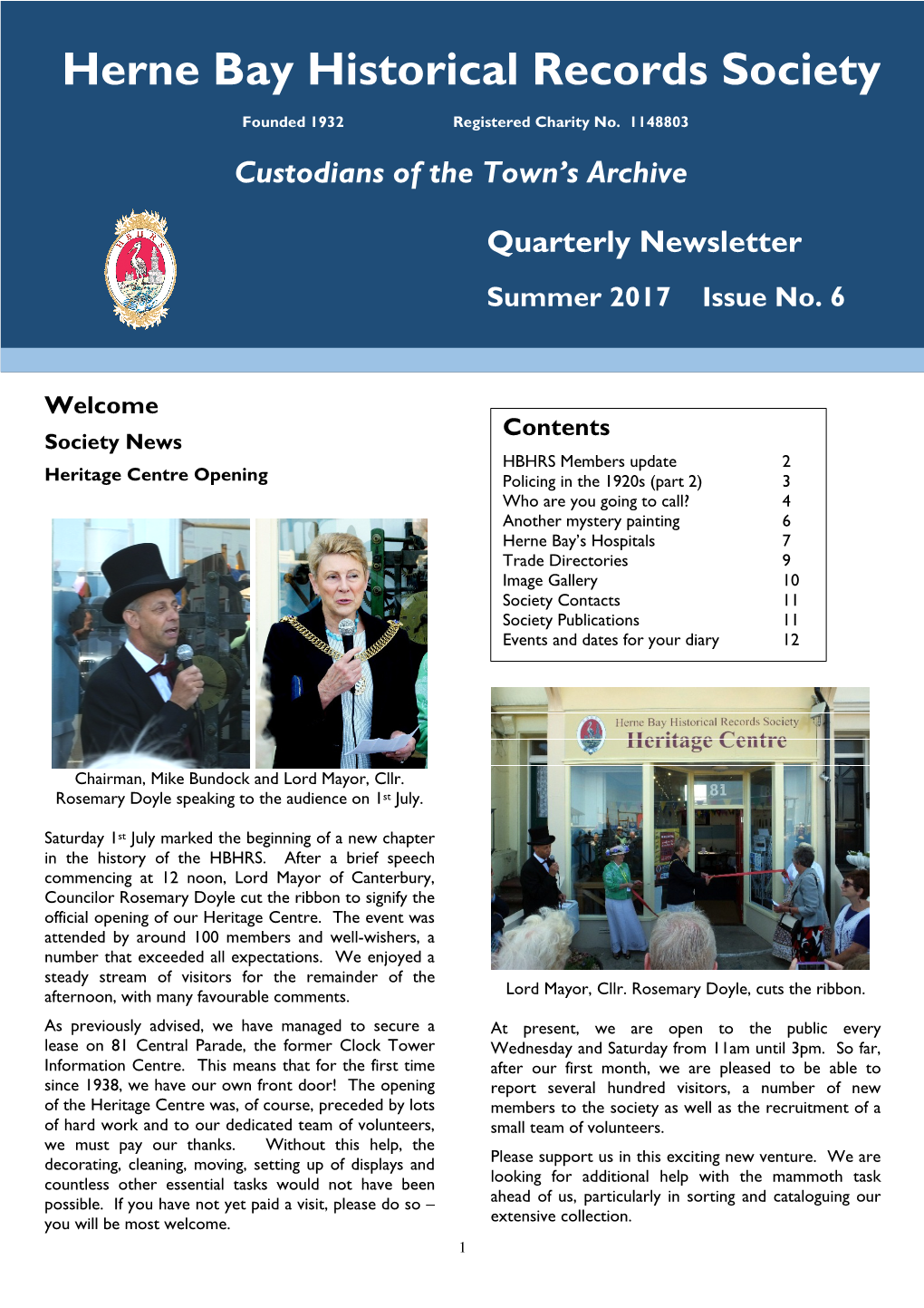Quarterly Newsletter Summer 2017 Erne Bay Historical Records Society