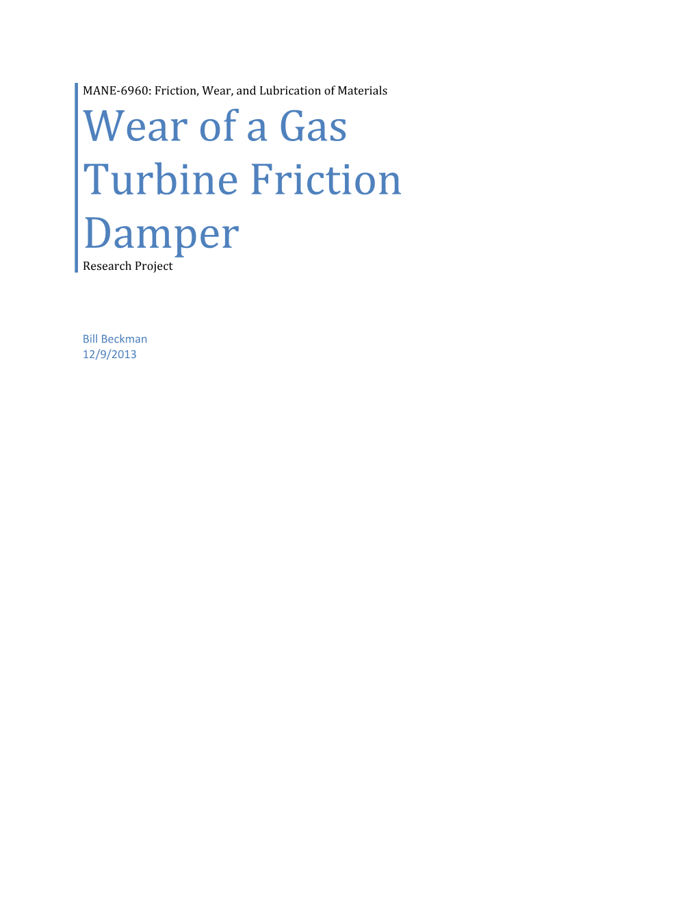Wear of a Gas Turbine Friction Damper
