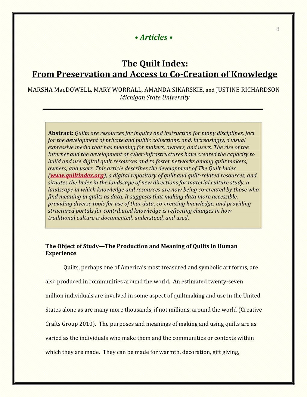 The Quilt Index: from Preservation and Access to Co-Creation of Knowledge