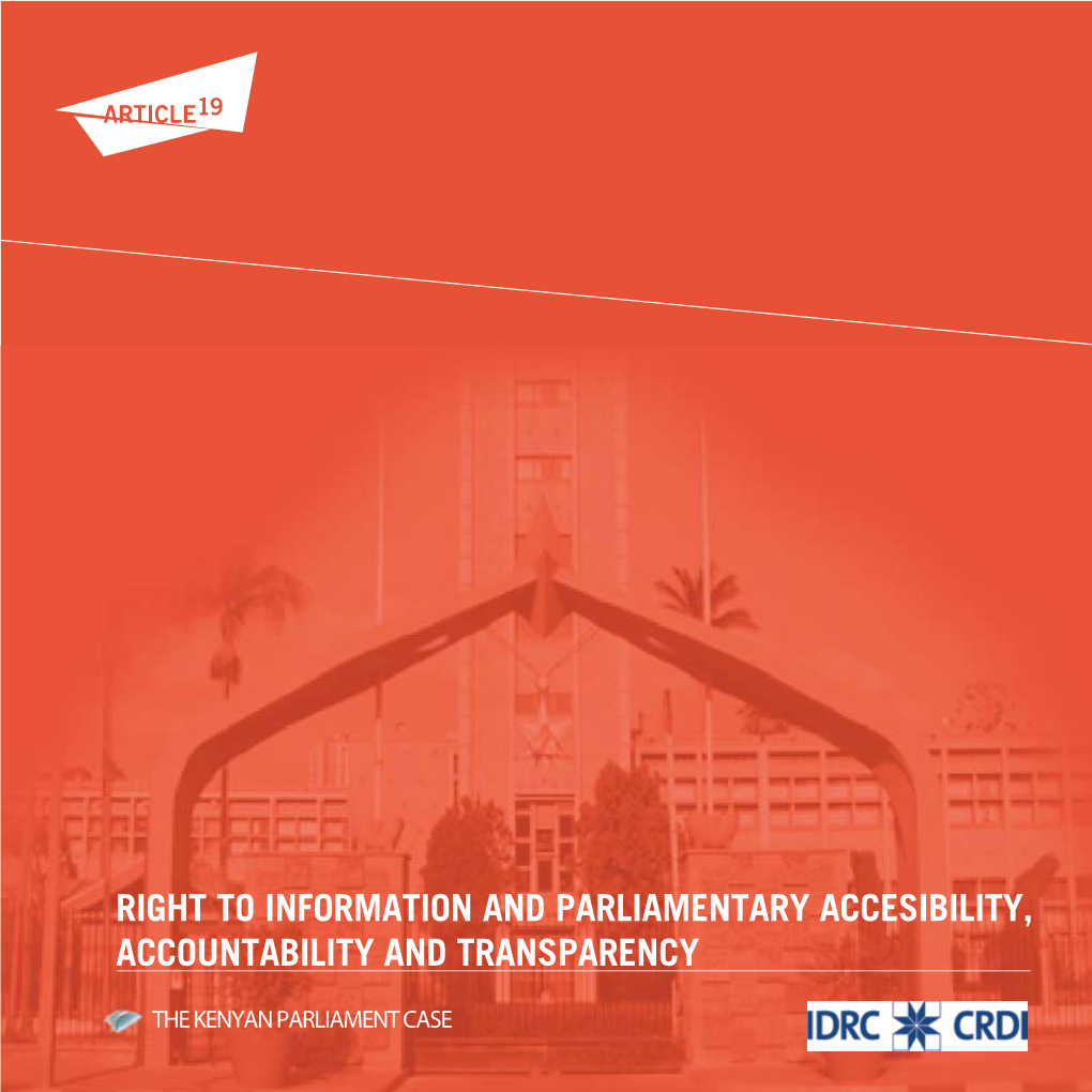 Right to Information and Parliamentary Accesibility, Accountability and Transparency