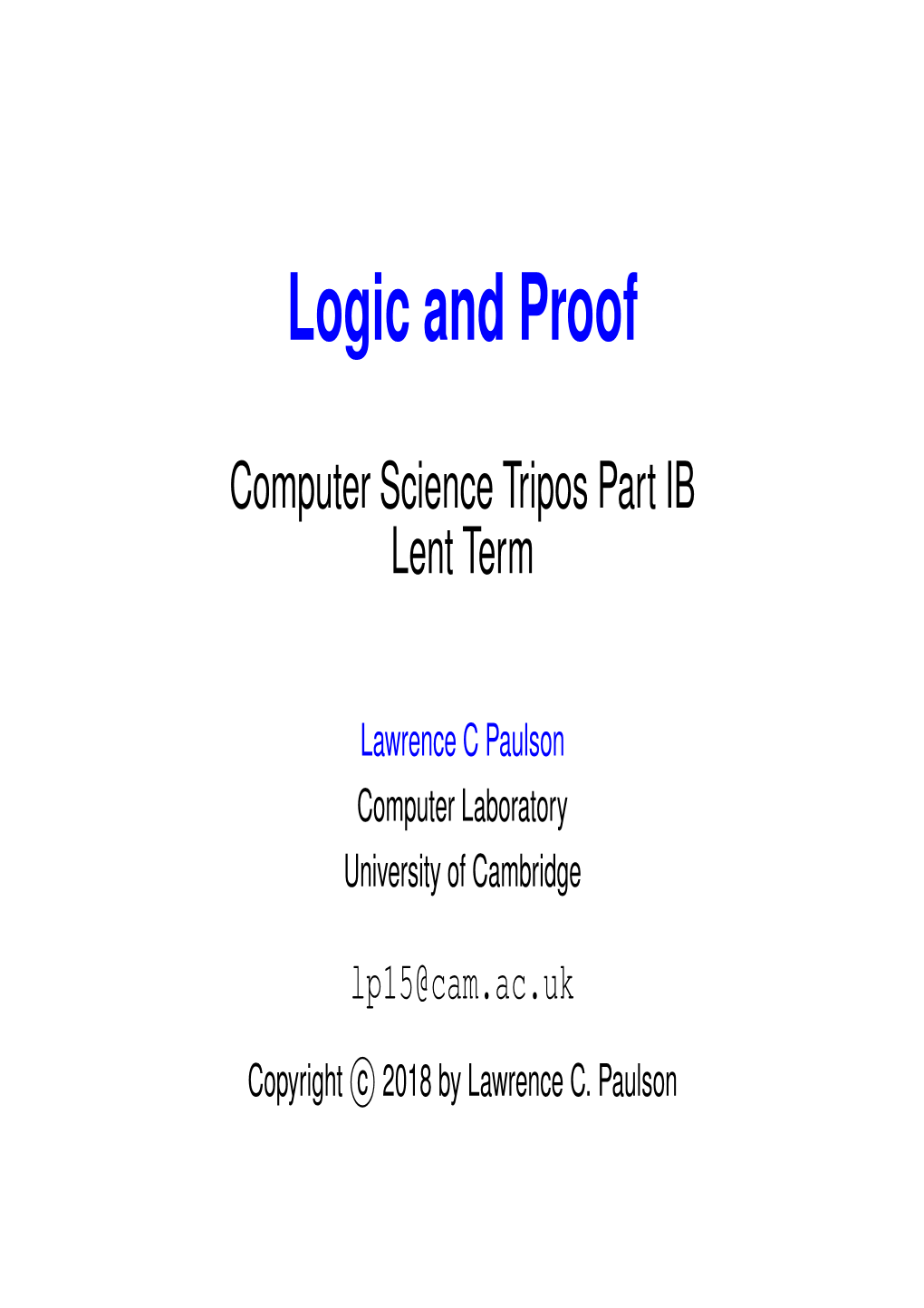 Logic and Proof