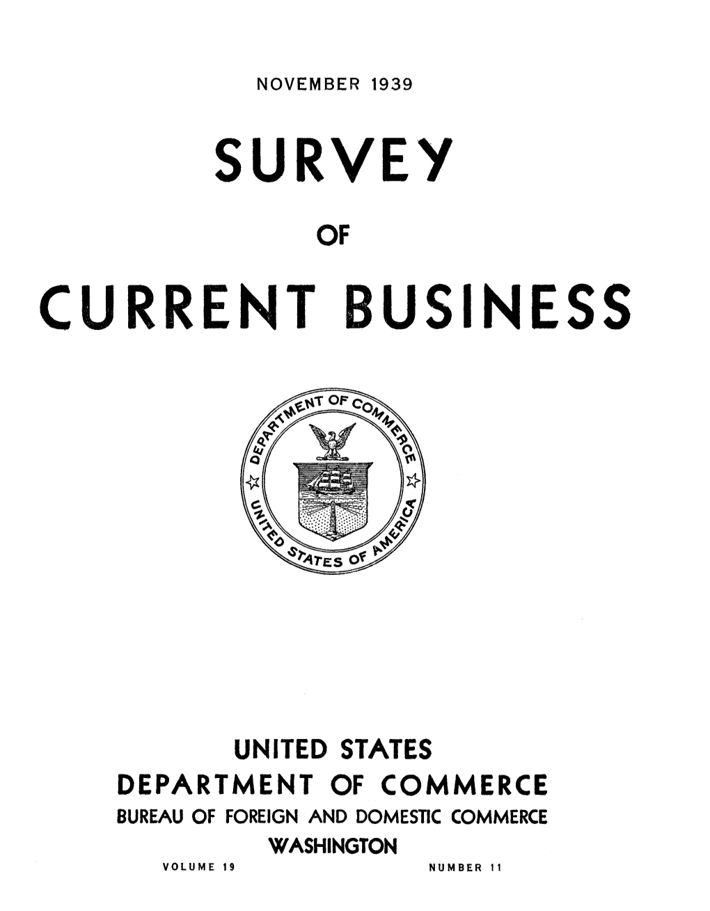 November 1939 Survey of Current Business