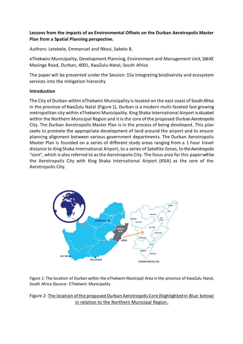 Lessons from the Impacts of an Environmental Offsets on the Durban Aerotropolis Master Plan from a Spatial Planning Perspective