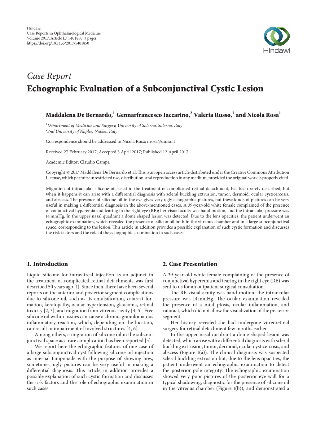 Echographic Evaluation of a Subconjunctival Cystic Lesion