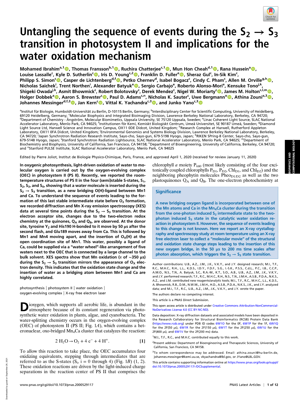 Untangling the Sequence of Events During the S2 → S3 Transition in Photosystem II and Implications for the Water Oxidation Mechanism