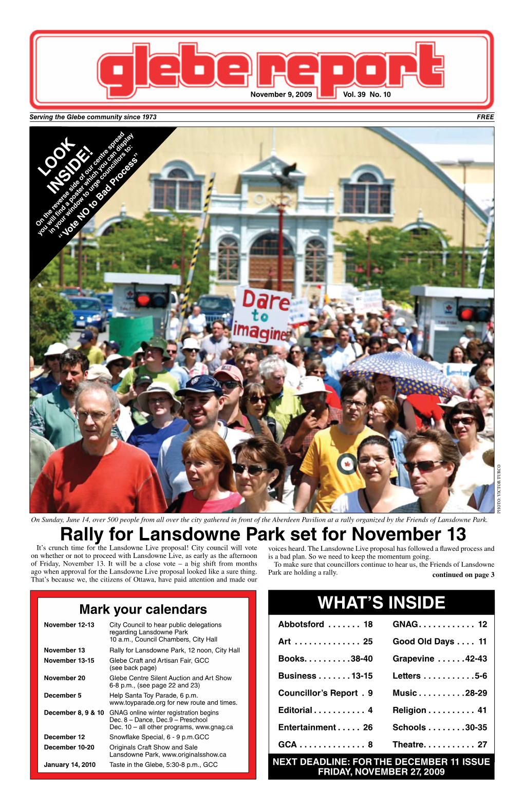 Rally for Lansdowne Park Set for November 13 It’S Crunch Time for the Lansdowne Live Proposal! City Council Will Vote Voices Heard