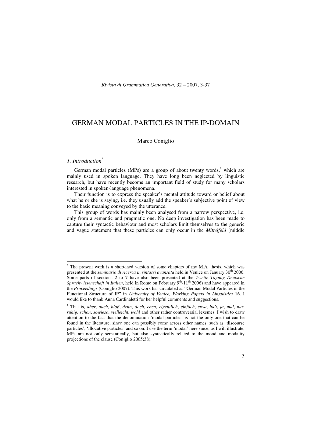 German Modal Particles in the Ip-Domain