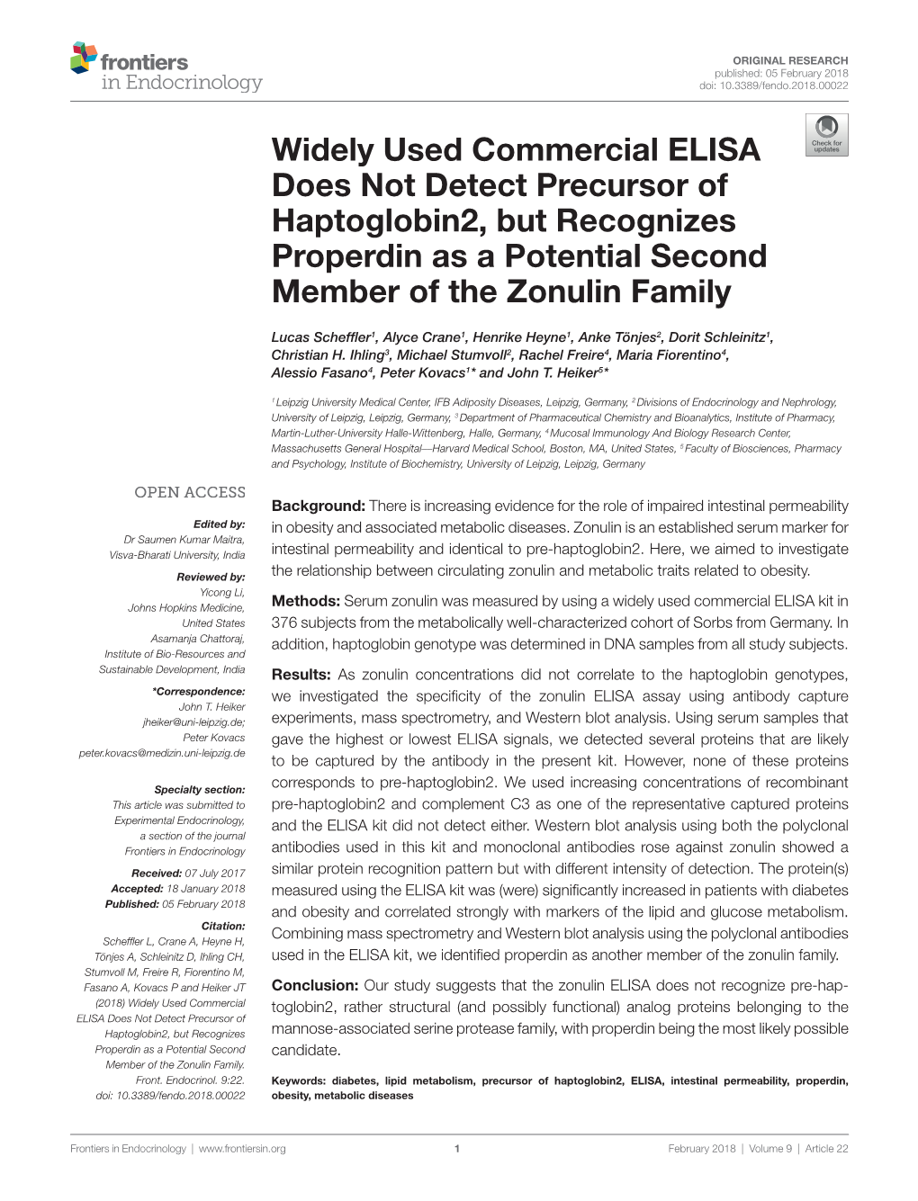 Widely Used Commercial Elisa Does Not Detect Precursor of Haptoglobin2, but Recognizes Properdin As a Potential Second Member of the Zonulin Family