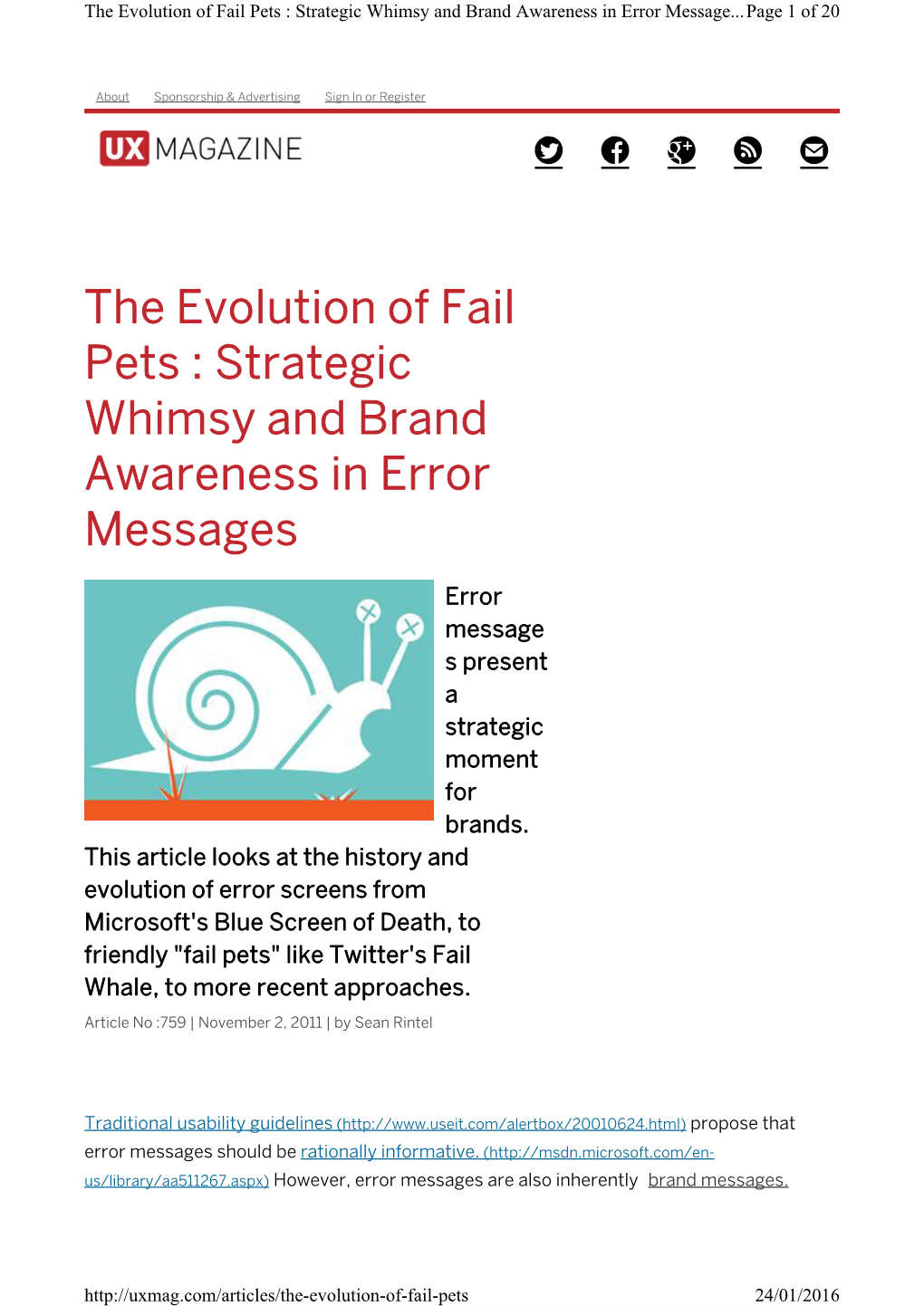 The Evolution of Fail Pets : Strategic Whimsy and Brand Awareness in Error Message...Page 1 of 20