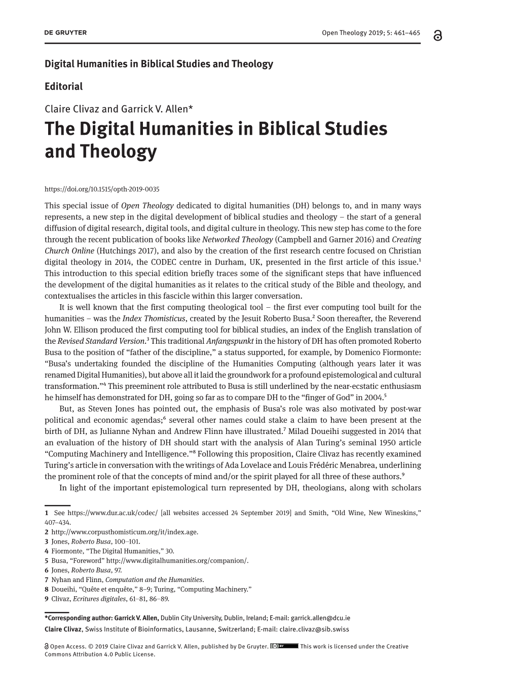 The Digital Humanities in Biblical Studies and Theology