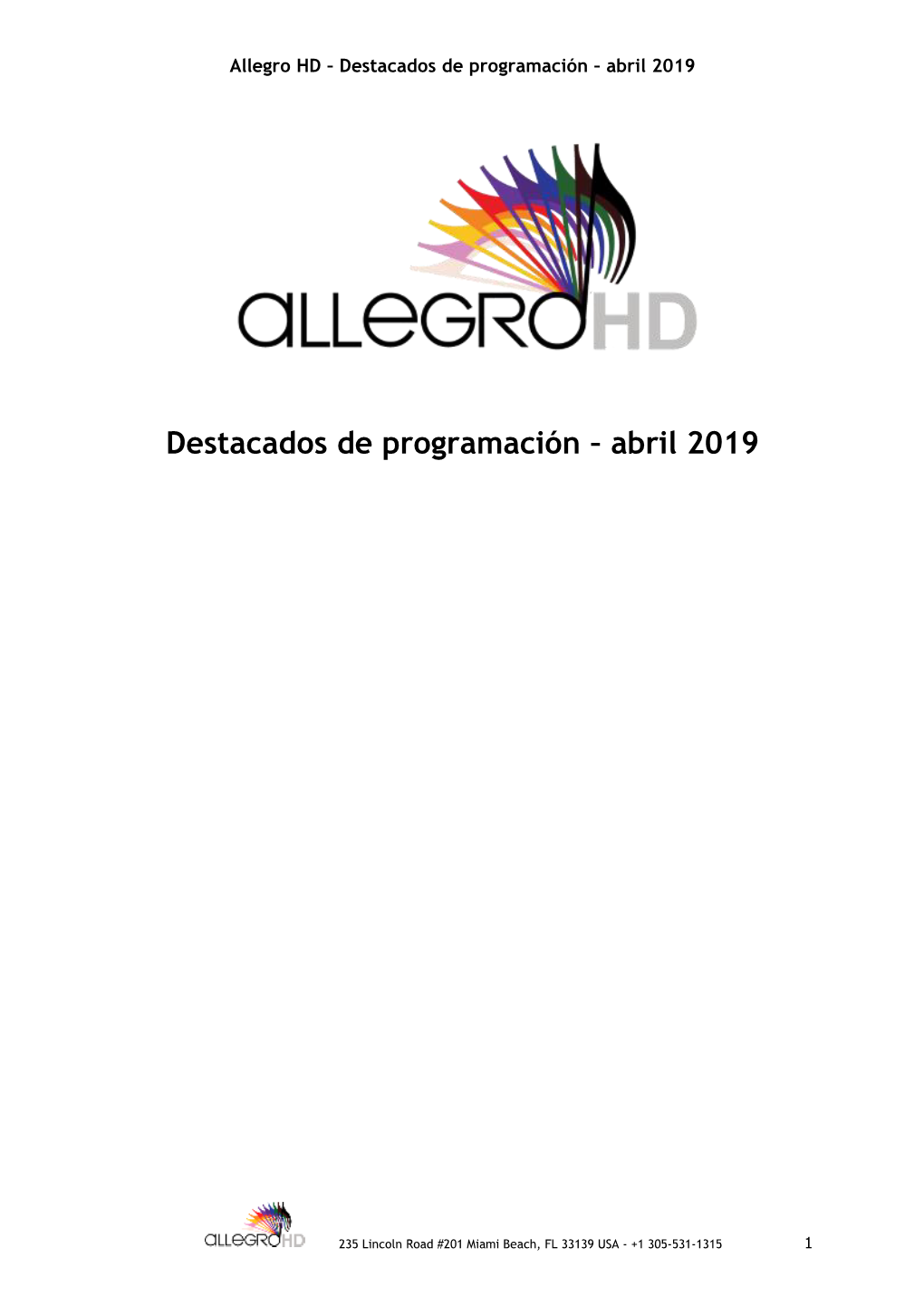 Destacados De Programación – Abril 2019