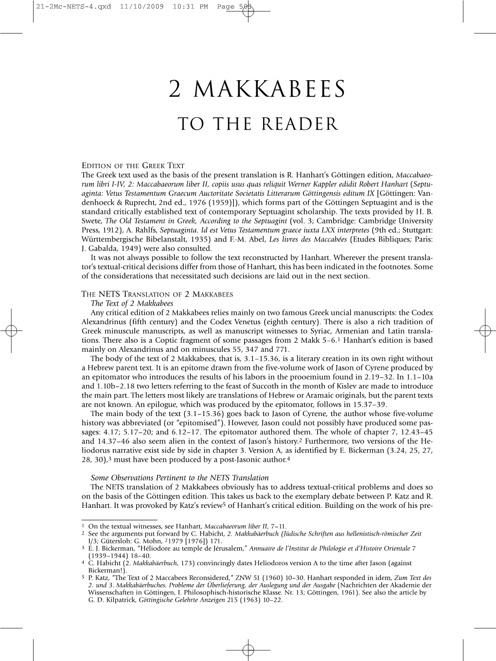 2 Maccabees Reconsidered,“ ZNW 51 (1960) 10–30