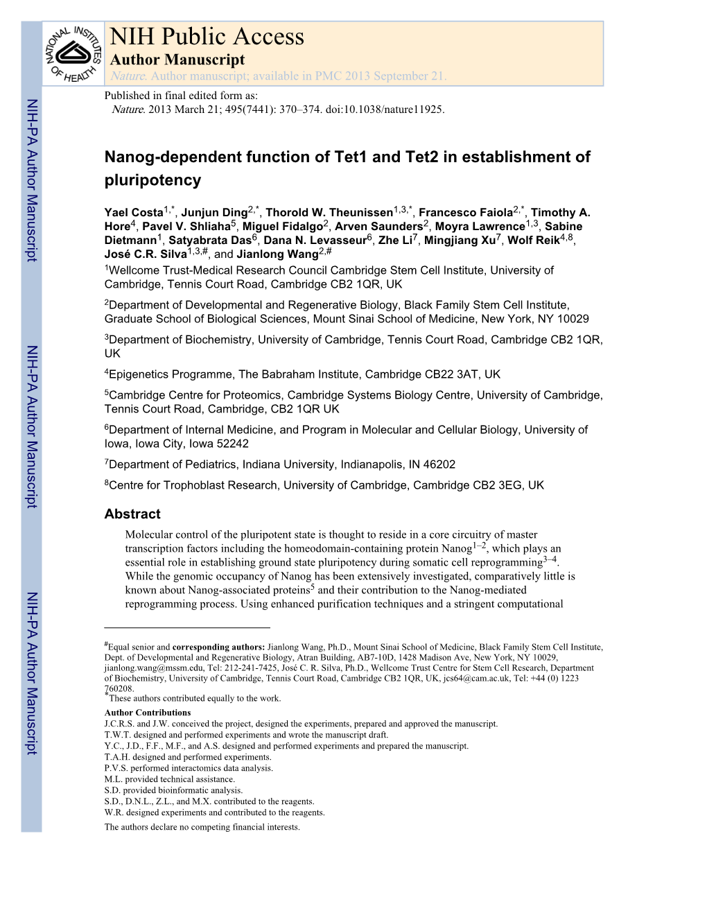 NIH Public Access Author Manuscript Nature