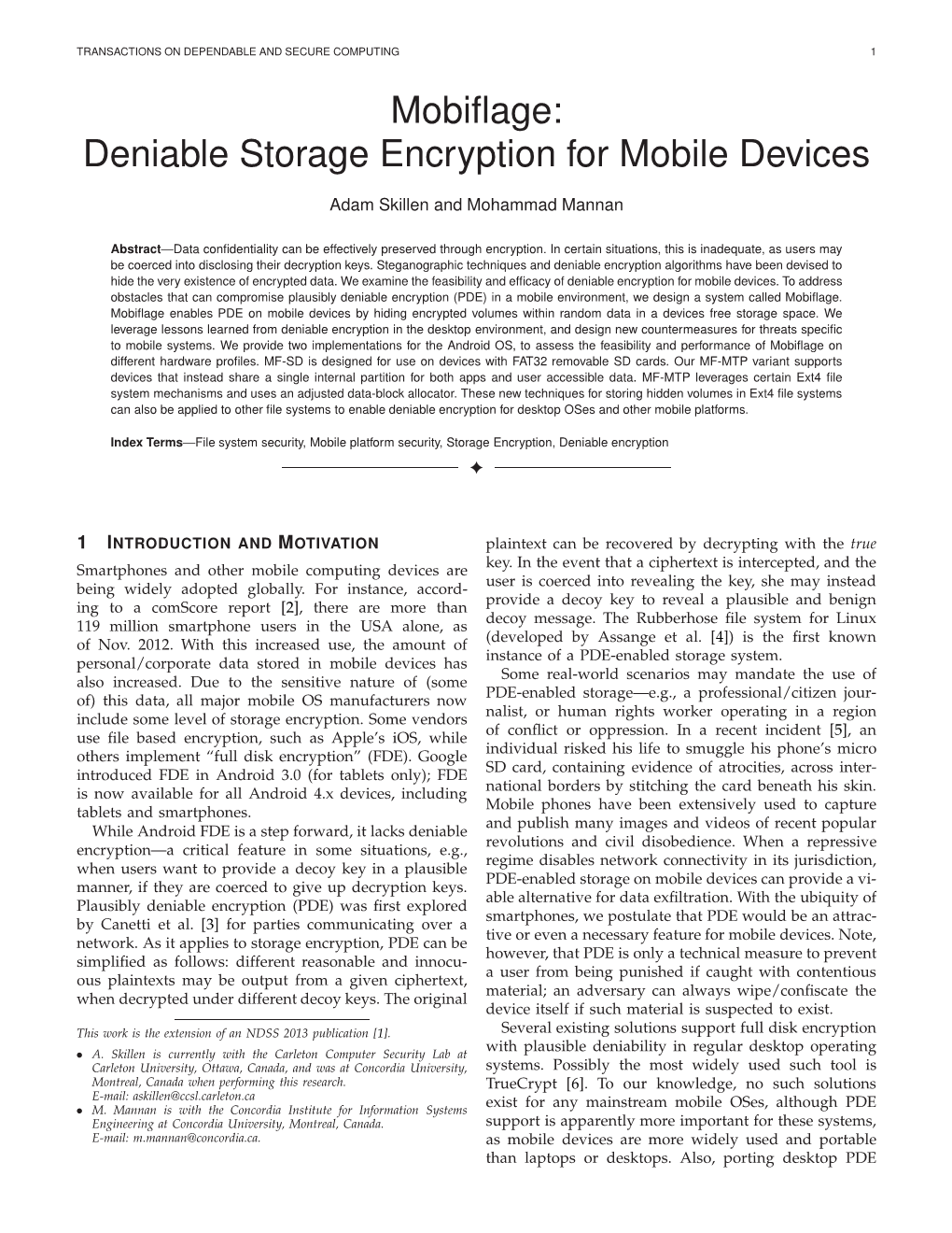 Mobiflage: Deniable Storage Encryption for Mobile Devices 3